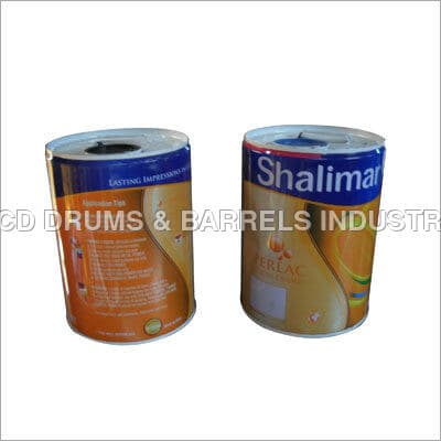 Pre-printed mild steel drum for branded product distribution